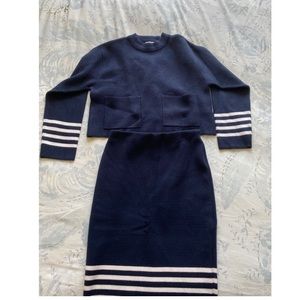 JOA Cropped Sweater and Midi Skirt Set